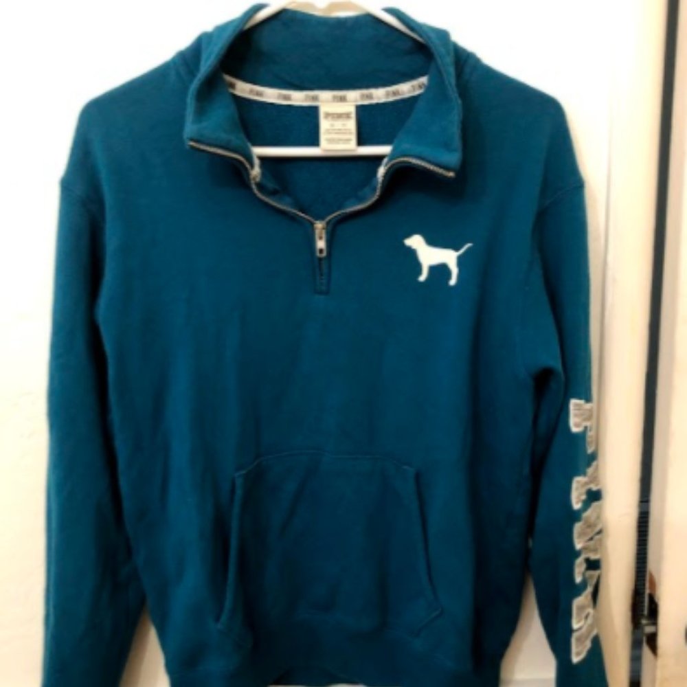 teal blue PINK VS quarter zip